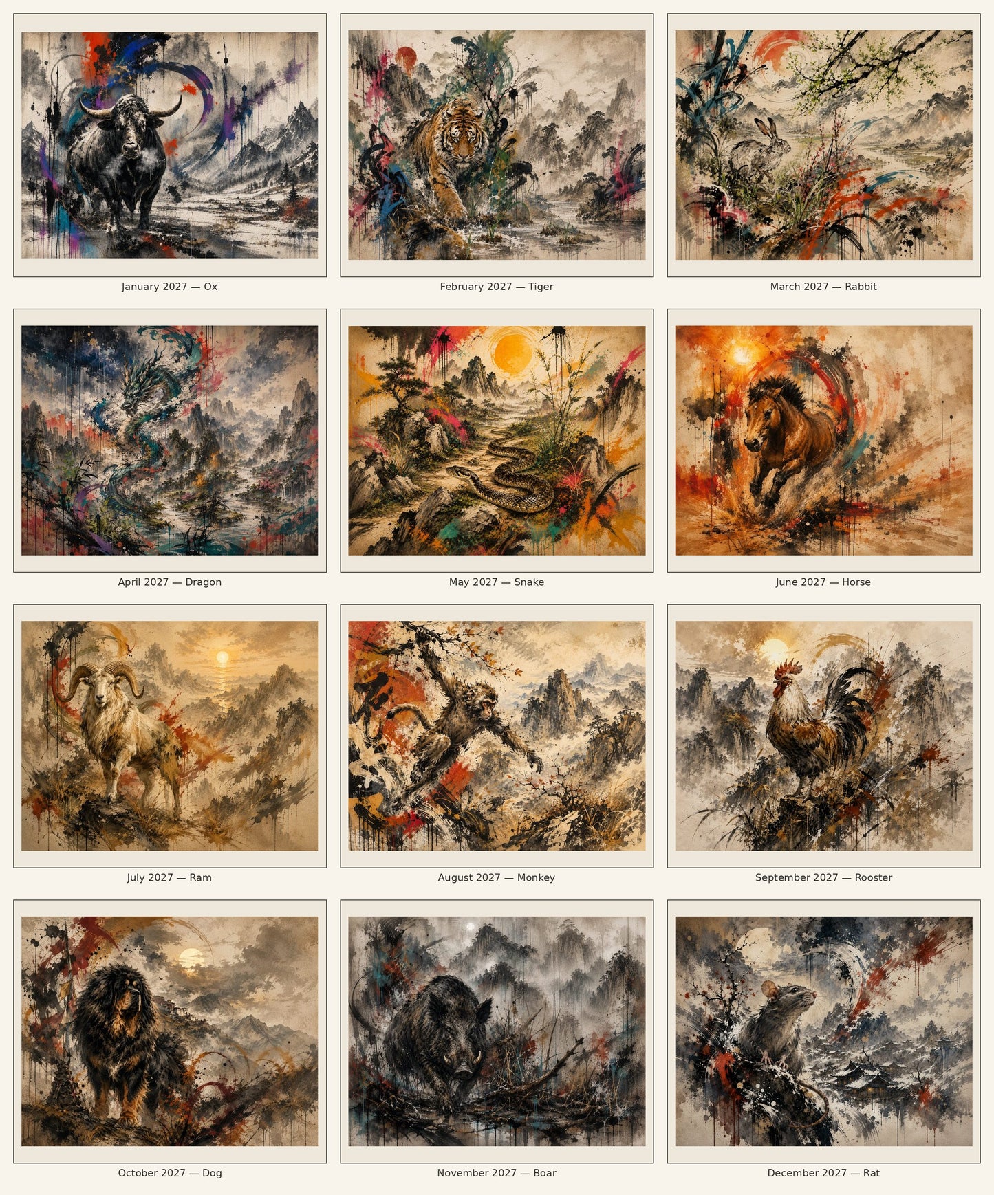 Natural Coherence 2027 Wall Calendar – Seasonal Art Calendar